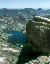 Looking from the Eagle Cap summit down on Glacier Lake. Photo by William Sullivan